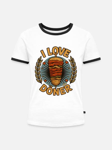 iCH LIEBE Döner - Frauen Kontrast-T-Shirt - Weiß/Schwarz