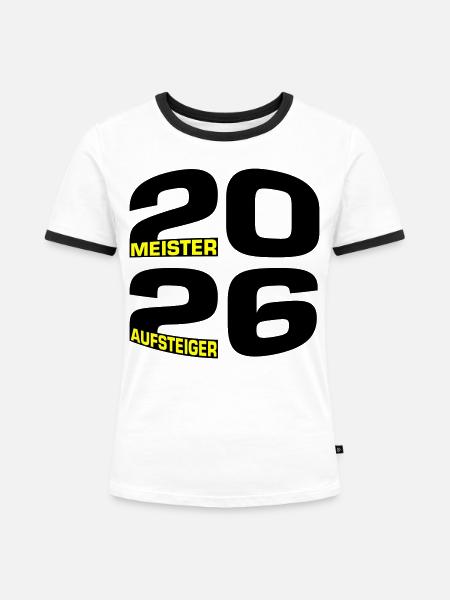 Meister und Aufsteiger 2026 - Frauen Kontrast-T-Shirt - Weiß/Schwarz