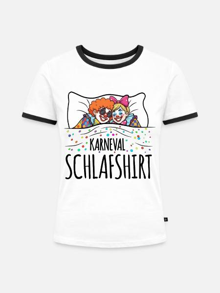 Fasching Schlafshirt - Frauen Kontrast-T-Shirt - Weiß/Schwarz