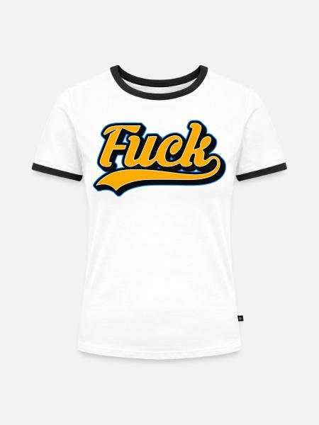 F-Wort-Retro-Skript - Frauen Kontrast-T-Shirt - Weiß/Schwarz