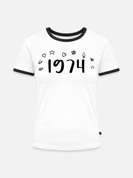 1974 Jubiläum 1974 Retro 1974 - Frauen Kontrast-T-Shirt - Weiß/Schwarz