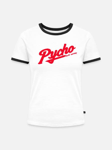 Psycho Retro Script Logo - Frauen Kontrast-T-Shirt - Weiß/Schwarz