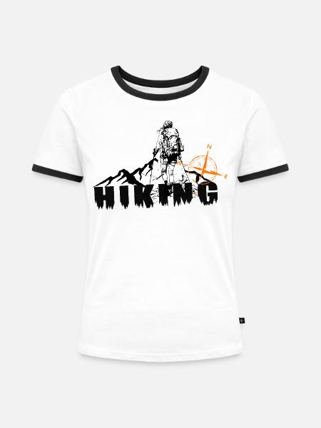 Cooles Frauen Wanderin Motiv - Frauen Kontrast-T-Shirt - Weiß/Schwarz