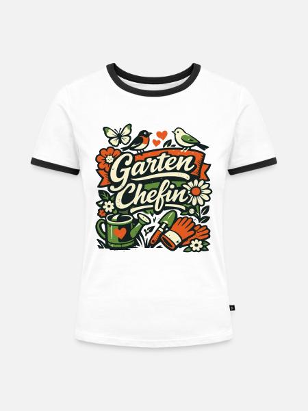Garten Chefin Gärtnerin Geschenk - Frauen Kontrast-T-Shirt - Weiß/Schwarz