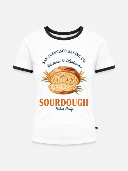 Sauerteigbrot Backbäcker Lokale Sauerteigära - Frauen Kontrast-T-Shirt - Weiß/Schwarz