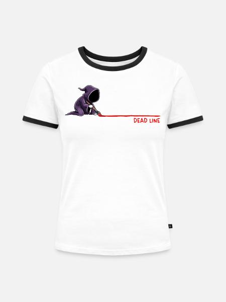 Dead Line Deadline Humor - Frauen Kontrast-T-Shirt - Weiß/Schwarz