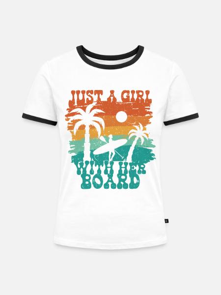 Stand Up Paddle - Frauen Kontrast-T-Shirt - Weiß/Schwarz