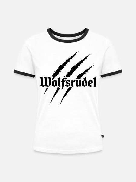 Wolfsrudel - Frauen Kontrast-T-Shirt - Weiß/Schwarz