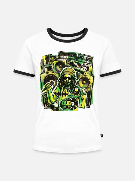 Dub Reggae Soundsystem - Frauen Kontrast-T-Shirt - Weiß/Schwarz