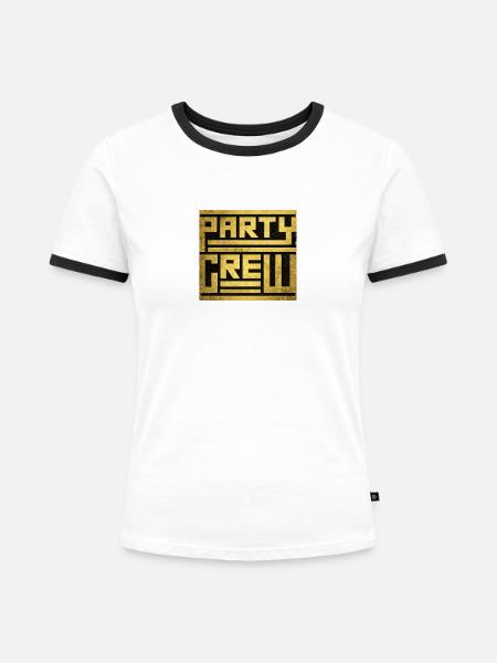 Goldfoil Party Crew Quadrat - Frauen Kontrast-T-Shirt - Weiß/Schwarz