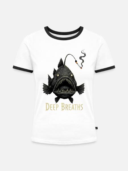 Anglerfisch Deep Breaths - Frauen Kontrast-T-Shirt - Weiß/Schwarz