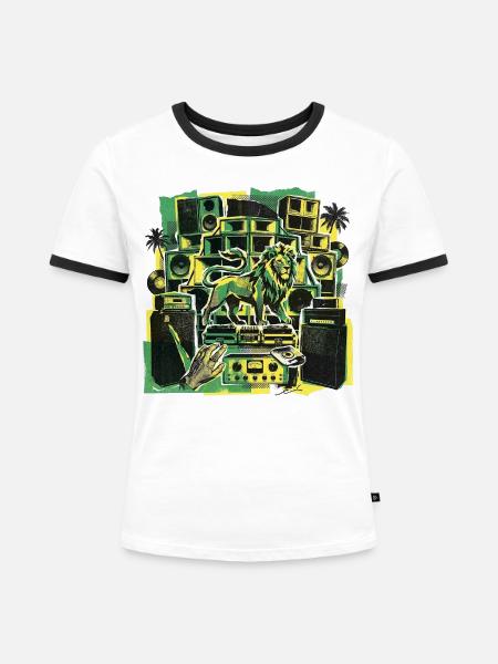Roots Dub Reggae Soundsystem - Frauen Kontrast-T-Shirt - Weiß/Schwarz