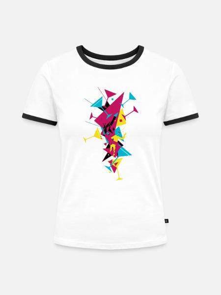 Cocktail Splash Geometrisch - Frauen Kontrast-T-Shirt - Weiß/Schwarz
