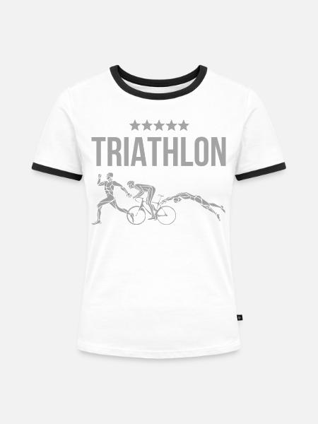 Triathlon - Frauen Kontrast-T-Shirt - Weiß/Schwarz