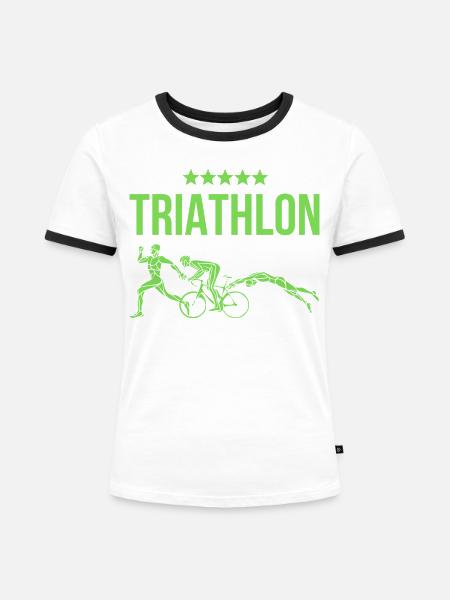 Triathlon - Frauen Kontrast-T-Shirt - Weiß/Schwarz