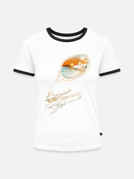 Bali Reise - Frauen Kontrast-T-Shirt - Weiß/Schwarz