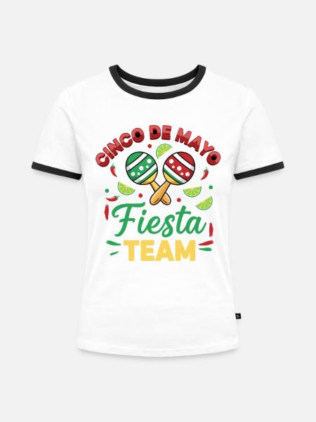 Cinco de Mayo Fiesta Team - Frauen Kontrast-T-Shirt - Weiß/Schwarz