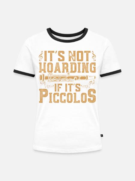 Piccolo-Spieler Marschband Orchester-Instrument - Frauen Kontrast-T-Shirt - Weiß/Schwarz