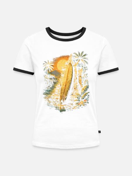 Bali Reise - Frauen Kontrast-T-Shirt - Weiß/Schwarz