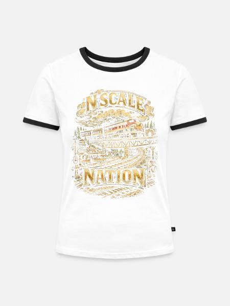 Modelleisenbahn Eisenbahn N Scale Nation - Frauen Kontrast-T-Shirt - Weiß/Schwarz