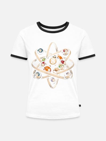 8-Ball Billard Physik - Frauen Kontrast-T-Shirt - Weiß/Schwarz
