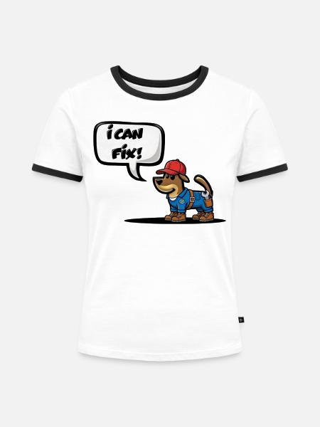 ICH KANN REPARIEREN! - Frauen Kontrast-T-Shirt - Weiß/Schwarz