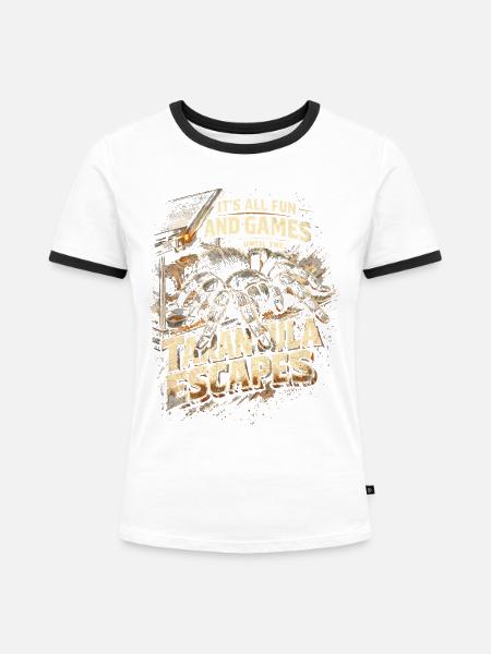 Vogelspinne Until The Tarantula Escapes - Frauen Kontrast-T-Shirt - Weiß/Schwarz