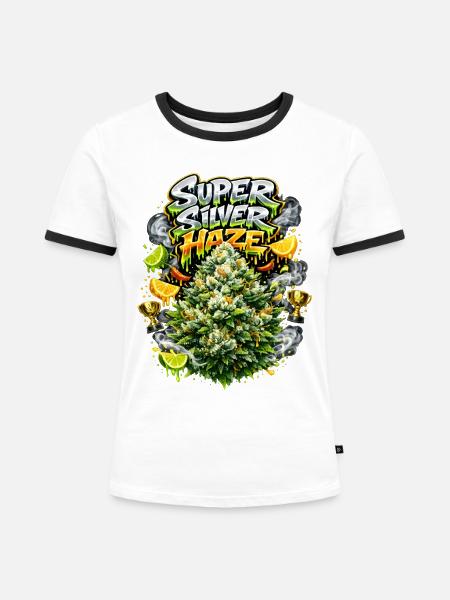 Super Silver Haze Graffiti-Druck - Frauen Kontrast-T-Shirt - Weiß/Schwarz