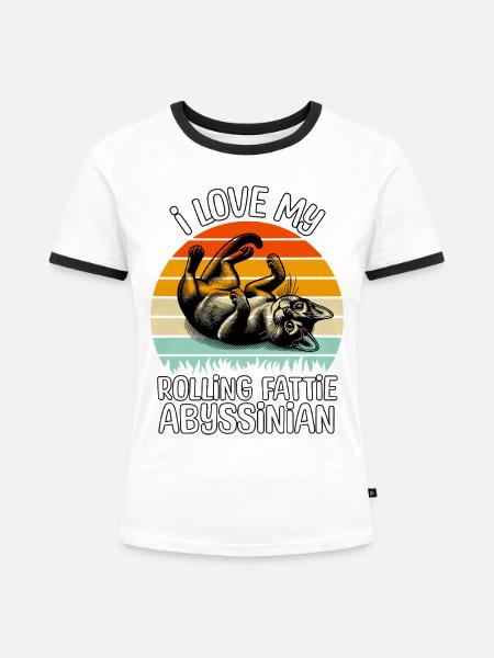 Lustige Abessinierkatze - Frauen Kontrast-T-Shirt - Weiß/Schwarz