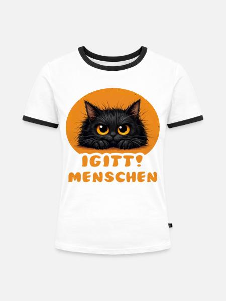 Lustige Igitt ! Menschen Katze - Frauen Kontrast-T-Shirt - Weiß/Schwarz