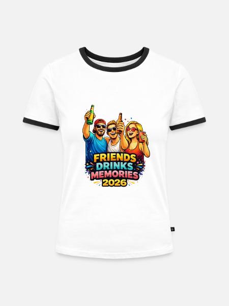 Friends Drinks Memories 2026 - Frauen Kontrast-T-Shirt - Weiß/Schwarz