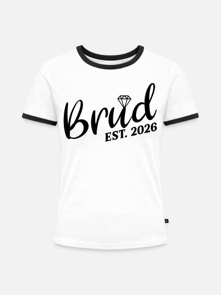 Schwedische Braut 2026 - Frauen Kontrast-T-Shirt - Weiß/Schwarz