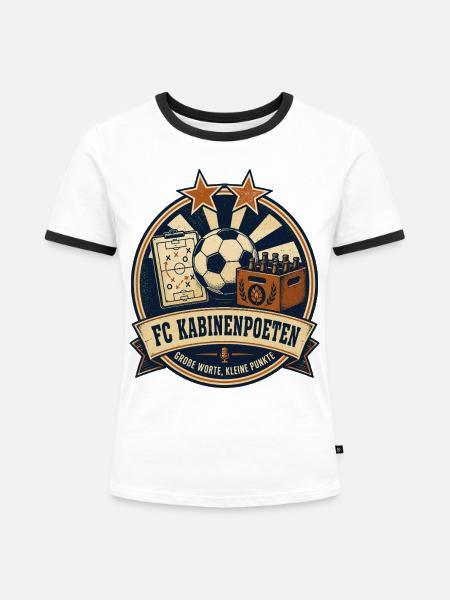 FC Kabinenpoeten - Frauen Kontrast-T-Shirt - Weiß/Schwarz