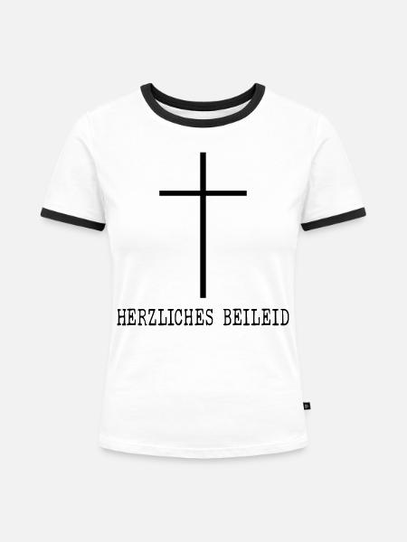 Herzliches Beileid Trauer - Frauen Kontrast-T-Shirt - Weiß/Schwarz