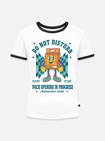 Sammelkarte Nicht stören Pack-Öffnung - Frauen Kontrast-T-Shirt - Weiß/Schwarz