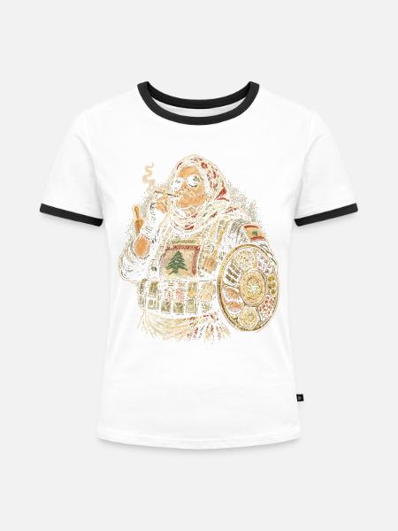 Libanon Libanese - Frauen Kontrast-T-Shirt - Weiß/Schwarz