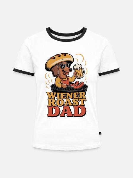 Wiener Roast Dad - Frauen Kontrast-T-Shirt - Weiß/Schwarz