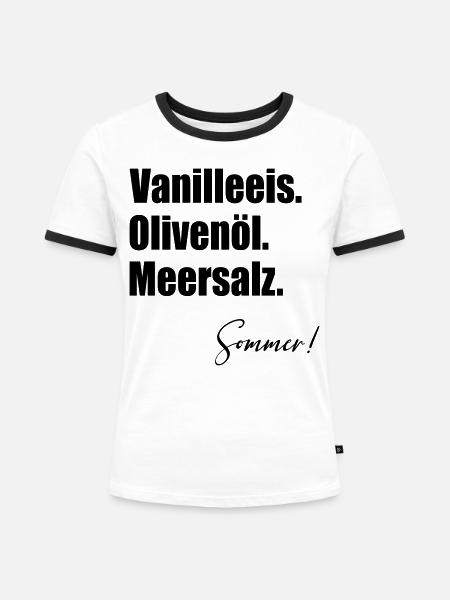 Vanilleeis Sommer Olivenöl - Frauen Kontrast-T-Shirt - Weiß/Schwarz