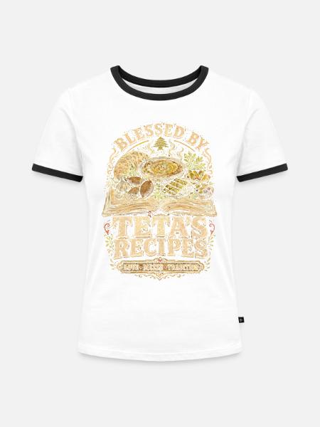 Libanon Libanese Tetas Recipes - Frauen Kontrast-T-Shirt - Weiß/Schwarz