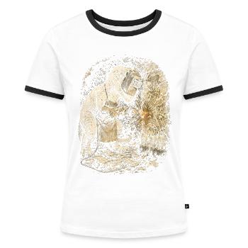 Schweißer Schweißfachmann - Frauen Kontrast-T-Shirt - Weiß/Schwarz - Vorne - Selfina (174cm)