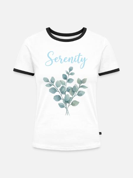 Serenity Eukalyptus - Frauen Kontrast-T-Shirt - Weiß/Schwarz