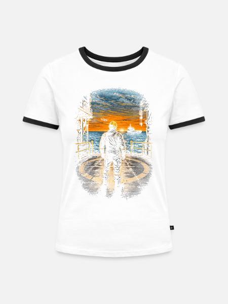 Bohrinsel Ölplattformarbeiter - Frauen Kontrast-T-Shirt - Weiß/Schwarz