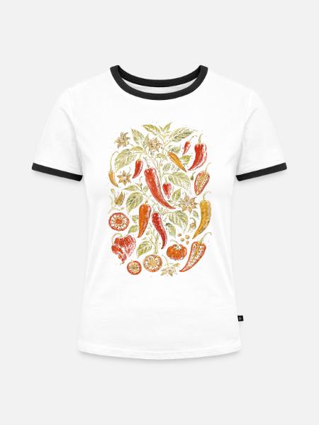 Chili Grower Chilis Anbauen - Frauen Kontrast-T-Shirt - Weiß/Schwarz