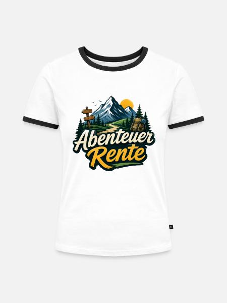 Abenteuer Rente - Frauen Kontrast-T-Shirt - Weiß/Schwarz