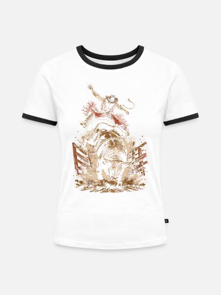 Rodeo Amerikanisch - Frauen Kontrast-T-Shirt - Weiß/Schwarz