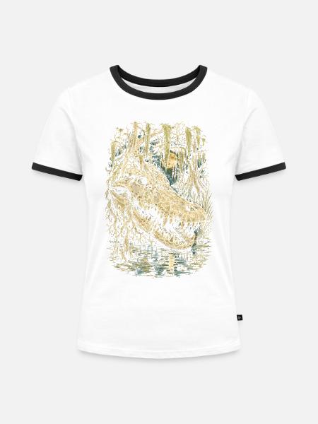 Sumpf Alligator - Frauen Kontrast-T-Shirt - Weiß/Schwarz