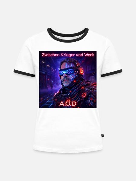 Zwischen Krieger Und Werk - Frauen Kontrast-T-Shirt - Weiß/Schwarz
