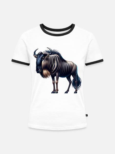 Gnu - Frauen Kontrast-T-Shirt - Weiß/Schwarz