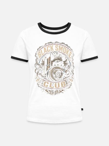 Rolling Coal Black Smoke Club - Frauen Kontrast-T-Shirt - Weiß/Schwarz