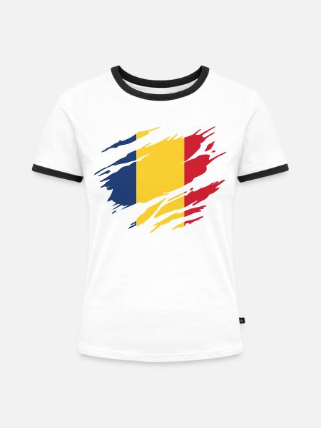 Rumänische Rumänische Flagge Rumänisch - Frauen Kontrast-T-Shirt - Weiß/Schwarz